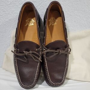 J Crew Lake shoes in leather CL527 Size 10 Boat Shoe Loafer Brown